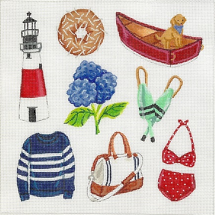 click here to view larger image of Summer Favorite Things - Nantucket Inspired (hand painted canvases 2)