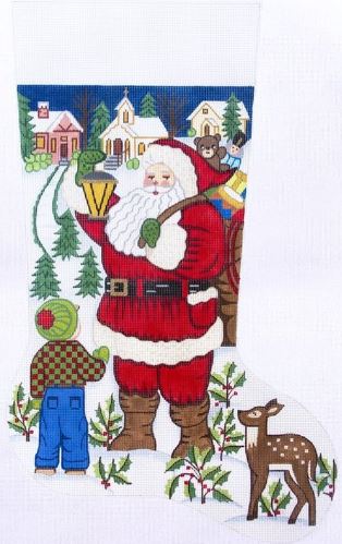 click here to view larger image of 23 inch Christmas Stocking - 7302 - 13M (hand painted canvases)