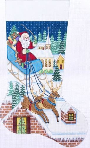 click here to view larger image of 23 inch Christmas Stocking - 7306-13M (hand painted canvases)