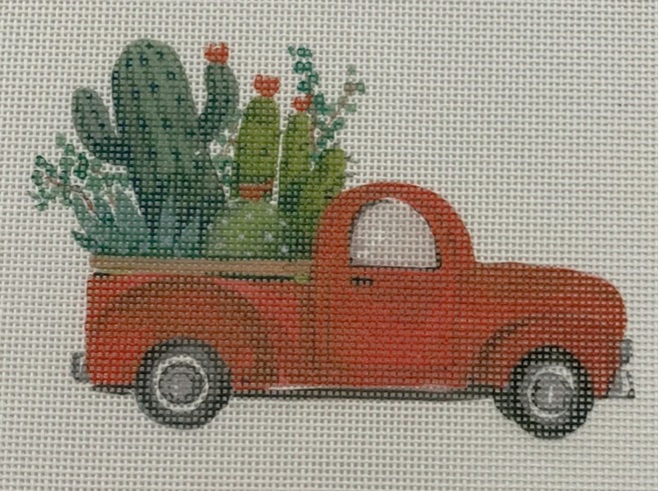 click here to view larger image of Red Truck Cacti (hand painted canvases)