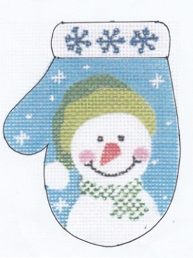 click here to view larger image of Snowman - Green Hat (hand painted canvases)