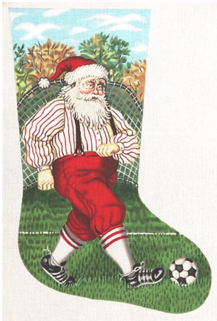 click here to view larger image of Santa Soccer Stocking (hand painted canvases)
