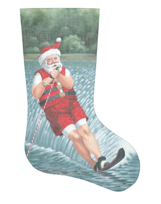 click here to view larger image of Santa Water Skiing Stocking - 18M (hand painted canvases)