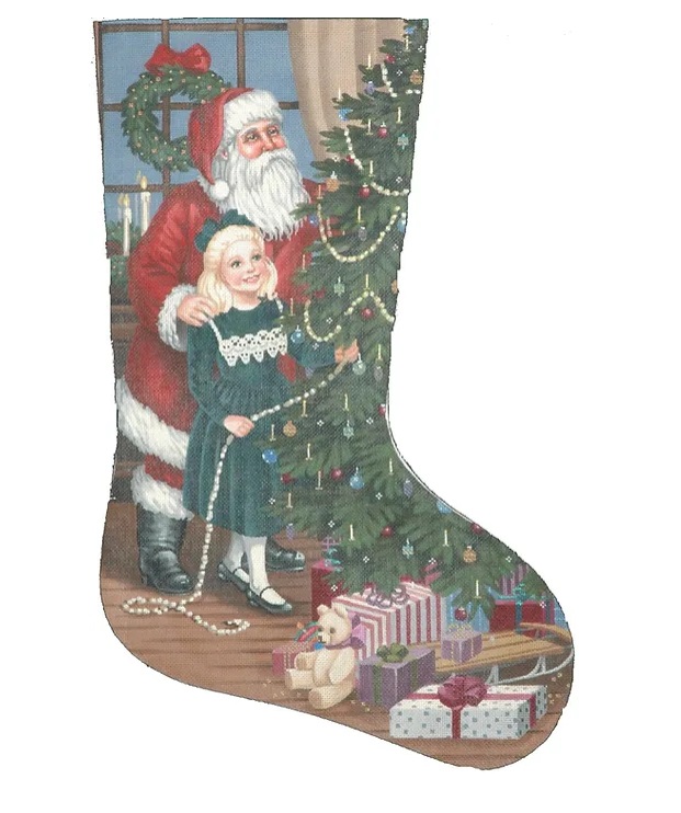 click here to view larger image of Lisa and Santa Stocking  (hand painted canvases)