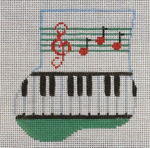 click here to view larger image of Piano Christmas Sock (hand painted canvases)