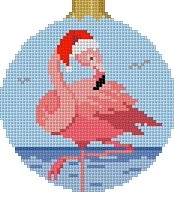 click here to view larger image of Santa Flamingo (hand painted canvases)