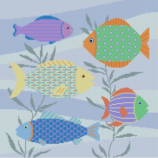 click here to view larger image of Colorful Fish (hand painted canvases)