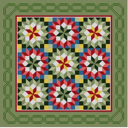 click here to view larger image of Carpenters Wheel Quilt (hand painted canvases)
