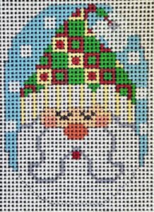 click here to view larger image of Santa Ornament - Hat w/Squares (hand painted canvases)