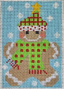 click here to view larger image of Gingerbread Ornament - Scarf w/Dots (hand painted canvases)