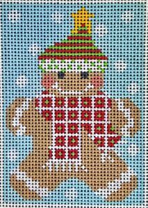 click here to view larger image of Gingerbread Ornament - Scarf w/Squares (hand painted canvases)