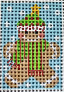 click here to view larger image of Gingerbread Ornament - Scarf w/Stripes (hand painted canvases)