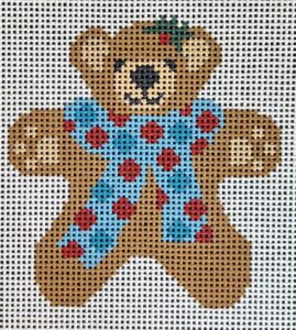 click here to view larger image of Teddy Bear Ornament - Dotted Scarf (hand painted canvases)