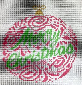 click here to view larger image of Small Merry Christmas Ornament - Red (hand painted canvases)