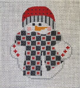 click here to view larger image of Snowman w/Black/Red/Grey Scarf (hand painted canvases)