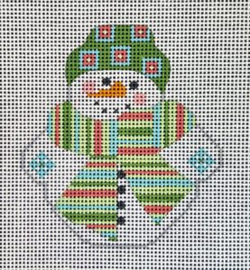 click here to view larger image of Snowman w/Colorful Striped Scarf (hand painted canvases)