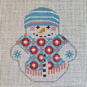 click here to view larger image of Snowman w/Blue Flowered Scarf (hand painted canvases)