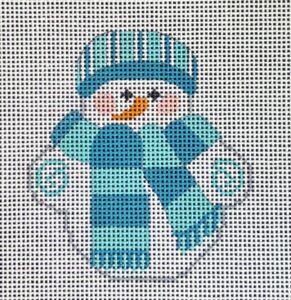 click here to view larger image of Snowman w/Blue Striped Scarf (hand painted canvases)