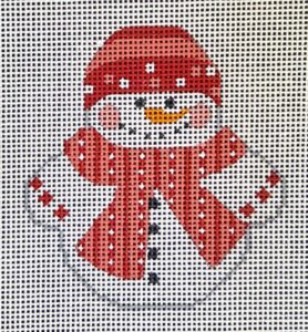 click here to view larger image of Snowman w/Red/Pink Striped Scarf (hand painted canvases)