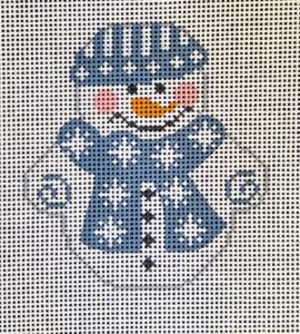 click here to view larger image of Snowman w/Blue Snowflakes Scarf (hand painted canvases)