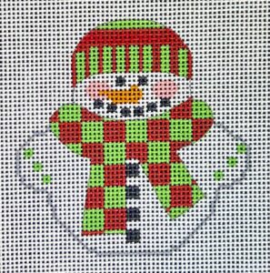 click here to view larger image of Snowman w/Red/Green Checked Scarf (hand painted canvases)