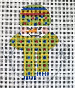 click here to view larger image of Snowman w/Dotted Scarf (hand painted canvases)