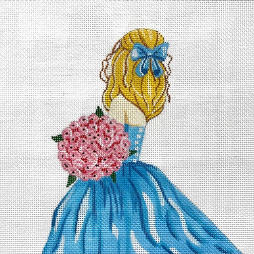 click here to view larger image of Pink Bouquet and Teal Dress (hand painted canvases)