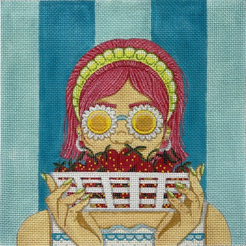 click here to view larger image of Girl and Strawberry Basket (hand painted canvases)