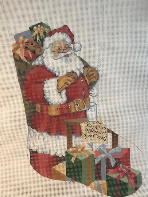 click here to view larger image of Santa w/Gifts and Cookies (hand painted canvases)