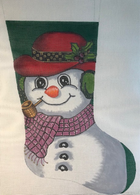 click here to view larger image of Snowman w/Scarf and Pipe (hand painted canvases)