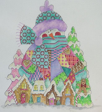 click here to view larger image of Patchwork Gingerbread Snowman (hand painted canvases)