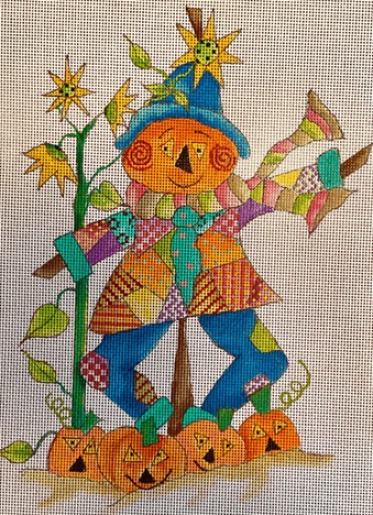 click here to view larger image of Patchwork Pumpkin Snowman (hand painted canvases)