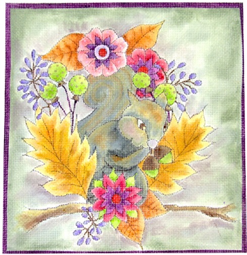 click here to view larger image of Squirrel in the Flowers (hand painted canvases)