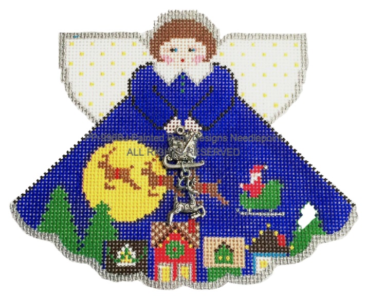 click here to view larger image of Over the Rooftops Angel w/Charms (hand painted canvases)