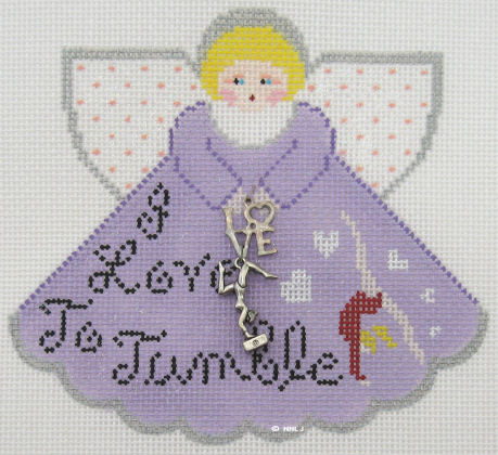 click here to view larger image of I Love to Tumble Angel w/Charms (hand painted canvases)