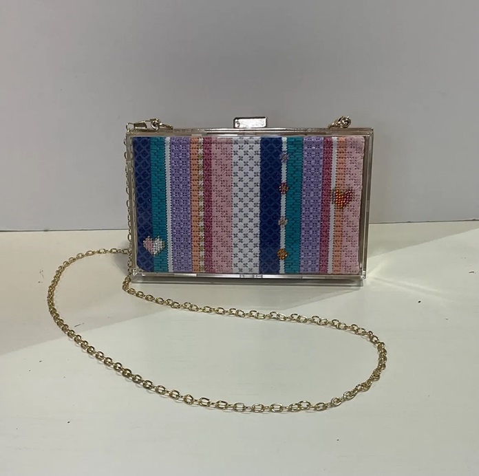 click here to view larger image of Pastel Stripes Purse (hand painted canvases)