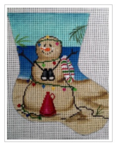 click here to view larger image of Snowman Lifeguard Mini Stocking (hand painted canvases)