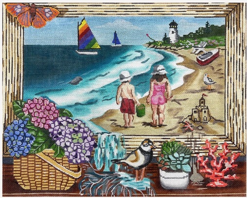 click here to view larger image of Beach in a Frame (hand painted canvases)