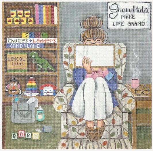 click here to view larger image of Stitching Girl - Grandma  (hand painted canvases)