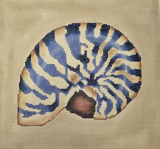 click here to view larger image of Nautilus Shell/Beige and Blue (hand painted canvases)