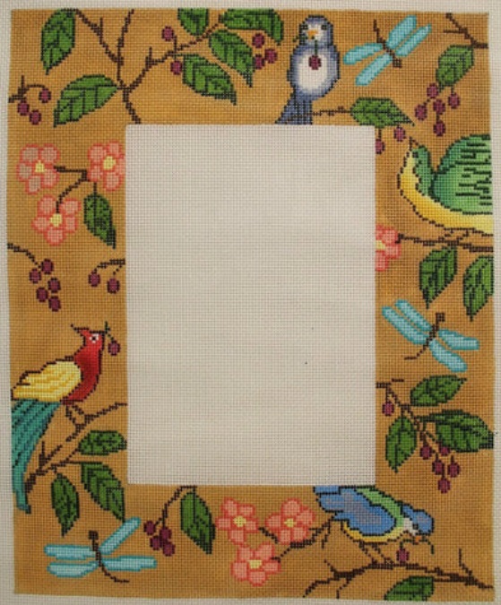 click here to view larger image of Picture Frame - Birds on Tan   (hand painted canvases)