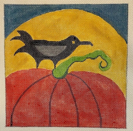 click here to view larger image of Pumpkin w/Crow (hand painted canvases)