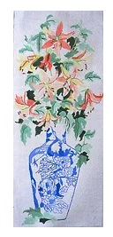 click here to view larger image of Chinese Vase w/Lilies (hand painted canvases)