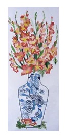 click here to view larger image of Chinese Vase w/Gladiolus (hand painted canvases)