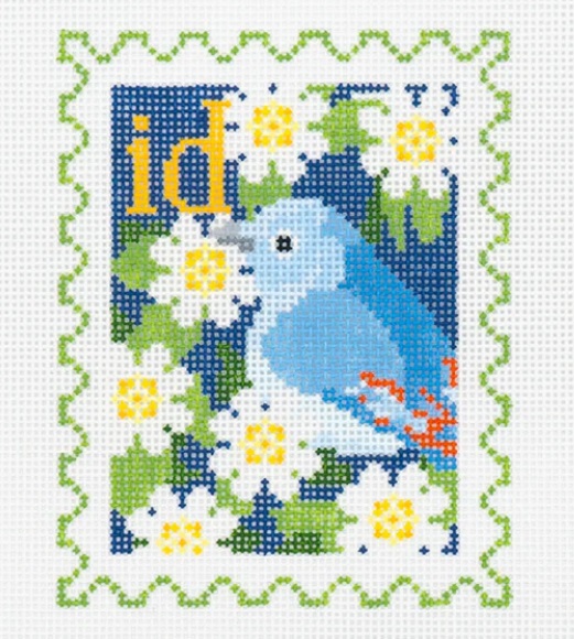 click here to view larger image of Stamp - Idaho State Bird & Flower  (hand painted canvases)