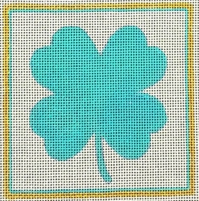 click here to view larger image of Teal Clover Square  - 18M (hand painted canvases)