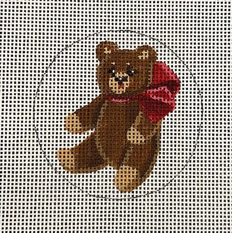 click here to view larger image of Red Bow Teddy Ornament  (hand painted canvases)