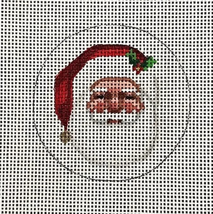 click here to view larger image of Santa Face Ornament  (hand painted canvases)