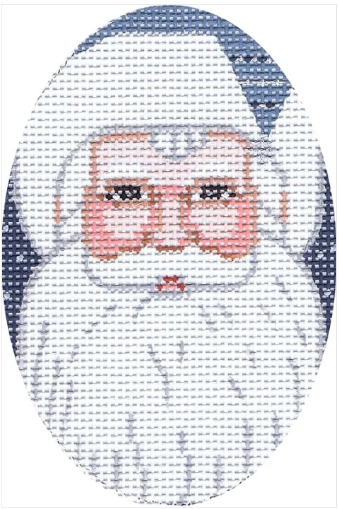 click here to view larger image of Blue Santa Ornament  (hand painted canvases)