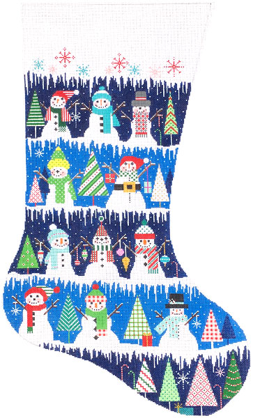 click here to view larger image of On Snowman Hill Stocking (hand painted canvases)